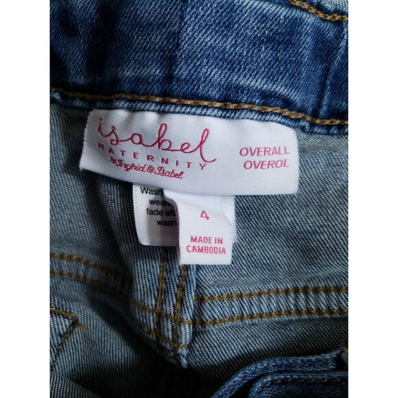 Isabel Maternity Denim Overalls Size 4 Cotton Blend Blue Raw Hem - Picture 7 of 9